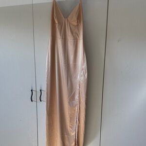 Beginning Boutique Satin Slip Dress in Peach